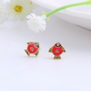 Butterfly Ladybug Flower Enamel Earrings Copper Glided Stud Earrings
