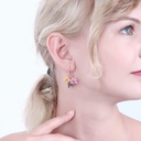 Pink Flower Ladybug Enamel Earrings Jewelry Stud Earrings