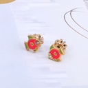 Butterfly Ladybug Flower Enamel Earrings Copper Glided Stud Earrings