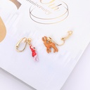 Pink Flower Tassel Enamel Earrings Jewelry Stud Earrings