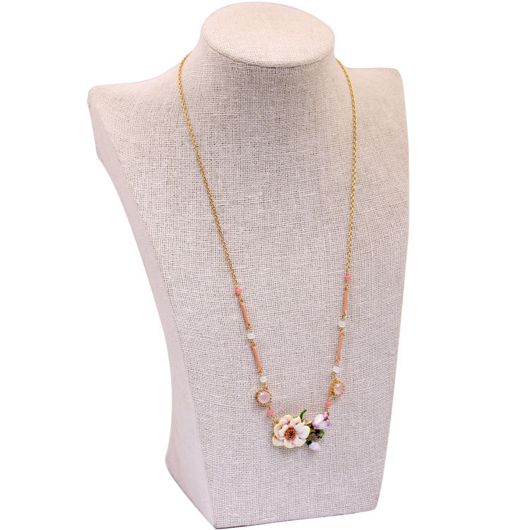 Lotus Ladybug Pendant Necklace For Women Enamel Choker