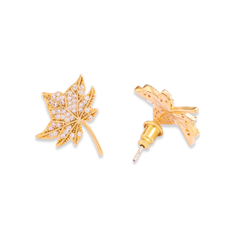 Maple Leaves Enamel Earrings Jewelry Stud Earrings