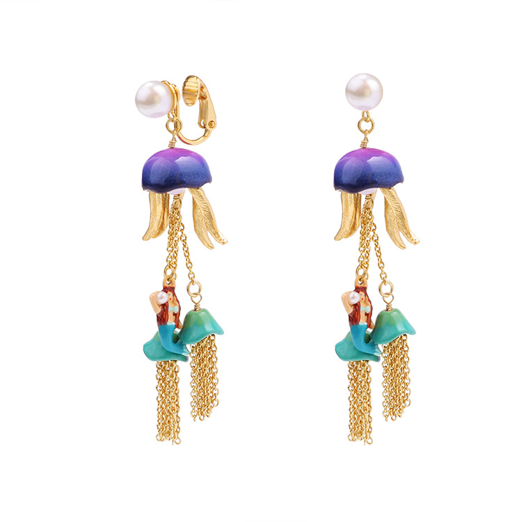 Pink Unicorn Enamel Earrings Jewelry Stud Clip Earrings