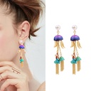 Mermaid Long Tassel Enamel Earrings Jewelry Stud Clip Earrings