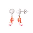 Pink White Dog 925 Silver Needle Enamel Earrings Jewelry Stud Earrings