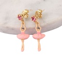 Pink Yellow Small Bird Heart 925 Silver Enamel Earrings Jewelry Hook Earrings