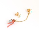 Poker Long Pendant Hand Painted Enamel Stud Earrings
