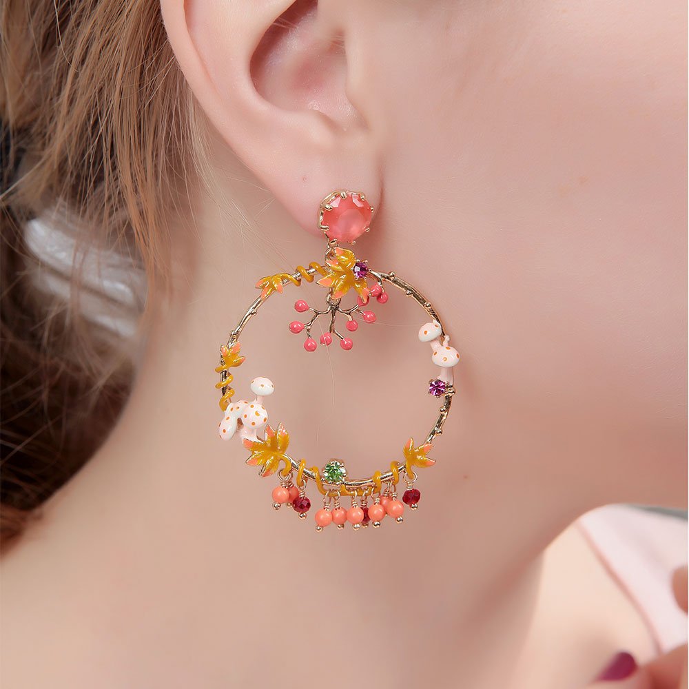 Purple Owl Long Tassel  Enamel Earrings Jewelry Stud Earrings