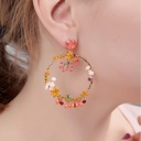 Mushroom Tassel Crystal Enamel Earrings Stud Earrings