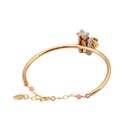Cat Kitty Pink Gem Pendant Jewelry Enamel Bracelet