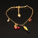 Oriole Cherry Pendant Gold Plated Jewelry Enamel Bracelet