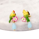 Red Apple Asymmetry Enamel Earrings Jewelry Stud Clip Earrings