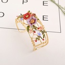 Peony Two-tone Flower Hollowed Out Jewelry Enamel Bracelet