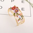 Red Flower Green Leaf Pendant Plant Series Jewelry Enamel Bracelet