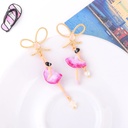 Red Heart Key Enamel Earrings Jewelry Stud Clip Earrings
