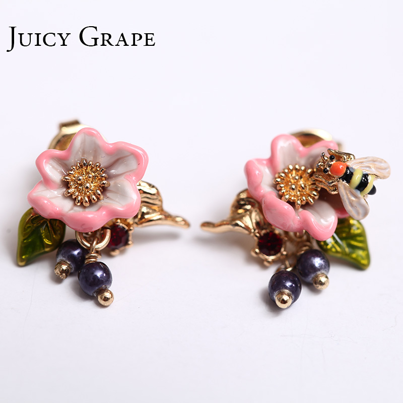 Red Ladybug Pink Gem Pendant Jewelry Enamel Bracelet