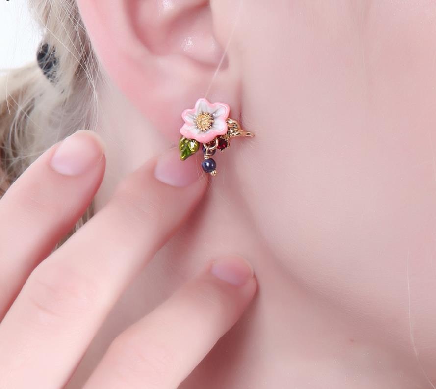 Red Ladybug Pink Gem Pendant Jewelry Enamel Bracelet