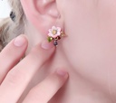 Red Ladybug Pink Gem Pendant Jewelry Enamel Bracelet