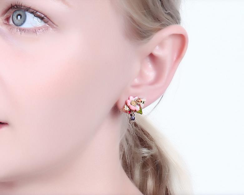 Red Mouse Earring for Chinese Zodiac Mouse Year 2020 Pure Silver Stud Earring