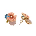 Pink Flower Crystal Enamel Earrings Jewelry Stud Earrings