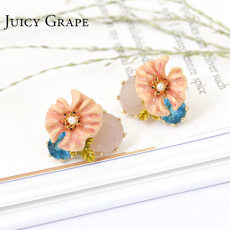 Red Peach Heart Enamel Earrings Jewelry Earrings Eardrop