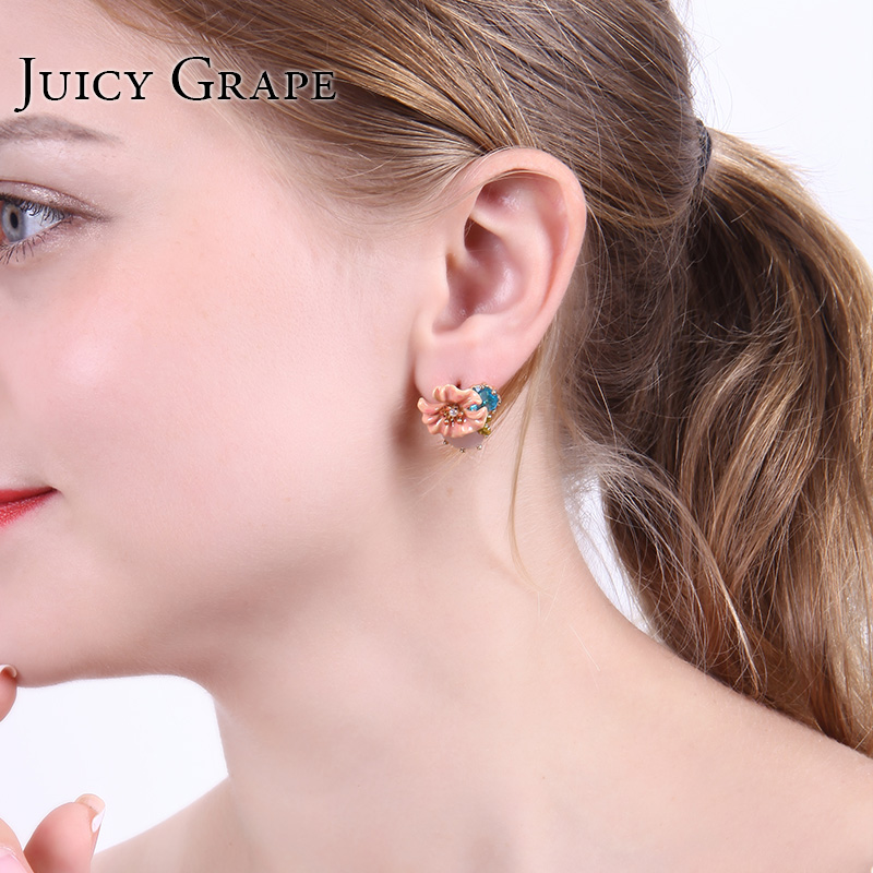 Red Peach Heart Enamel Earrings Jewelry Earrings Eardrop