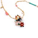Chihuahua With Flowers And Fantasy Beads Enamel Necklace