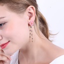 Red Rose Gem Pendant Gold Plated Jewelry Enamel Bracelet