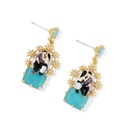 Resin Flower Green Leaf Enamel Earrings Jewelry Stud Earrings