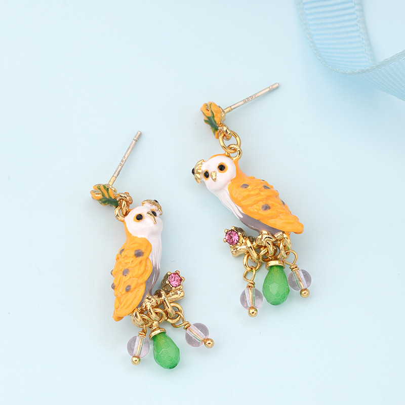 Retro Resin Enamel Earrings Jewelry Clip Earrings