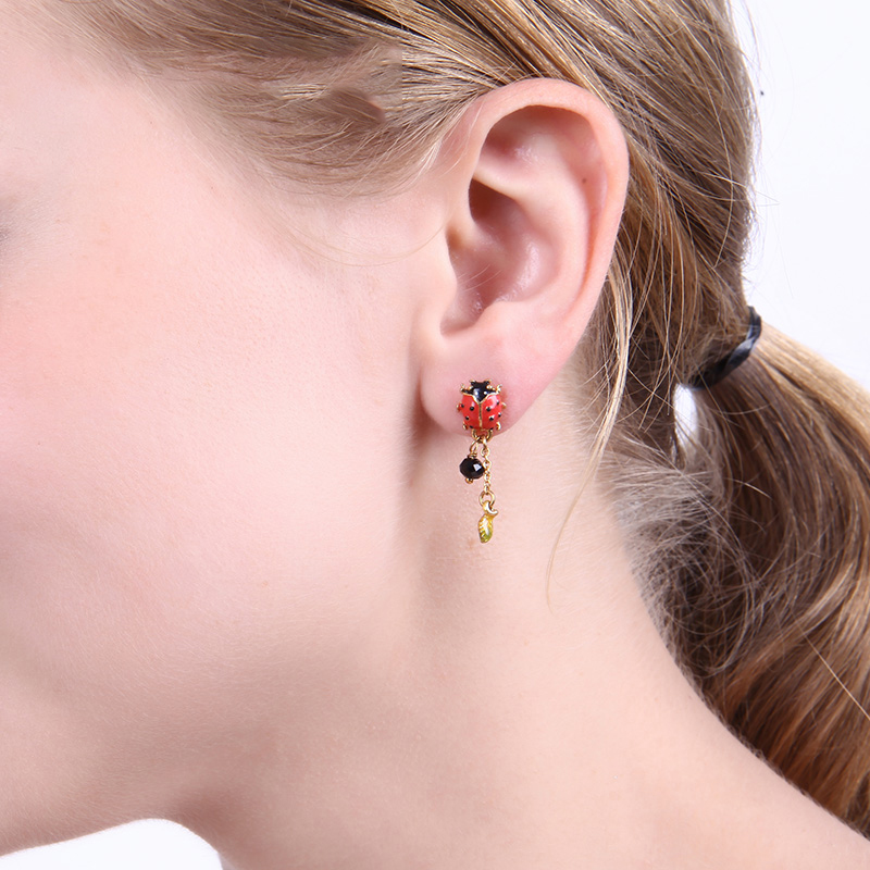 Rose Bow Pearl Enamel Earrings Jewelry Stud Earrings