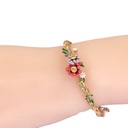 Flower On A Branch With Pearl Enamel Bangle Bracelet