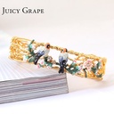 Lovebird Cherry Blossom Gold Plated Jewelry Enamel Bracelet