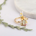 Original Vivid Rabbit Ring Elegant Noble Animal Jewelry Enamel Glaze Ring