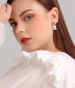 Silver Circle Zircon Crystal Platinum Plated Silver Needle Earrings