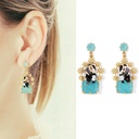 Paris Lovers Blue Gem Enamel Earrings Jewelry Stud Pendenet Earrings