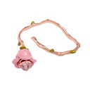 Pink Flower Geometric Irregular Enamel Glazed Opening Bracelet