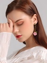 Pink Flower Long Pendant Hand Painted Enamel Stud Earrings