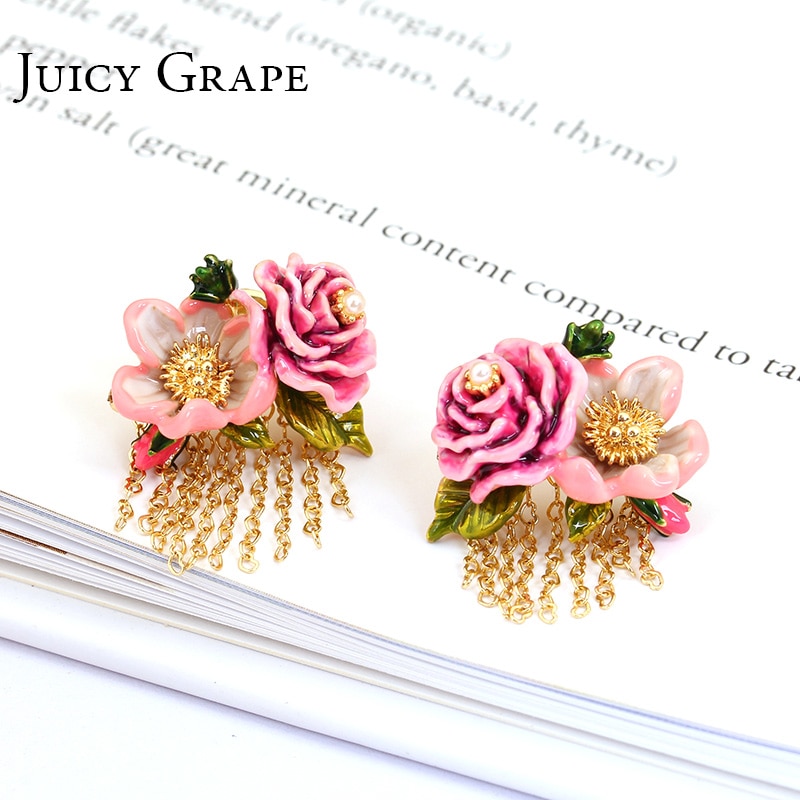 Starfish Gem Enamel Earrings Jewelry Stud Clip Earrings