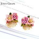 Starfish Gem Enamel Earrings Jewelry Stud Clip Earrings