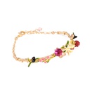 Pink Gem Enamel Flower Jewelry Enamel Bracelet