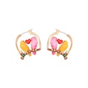 Two-color Flower Rhinestone Hand Painted Eamel Stud Clip Earrings