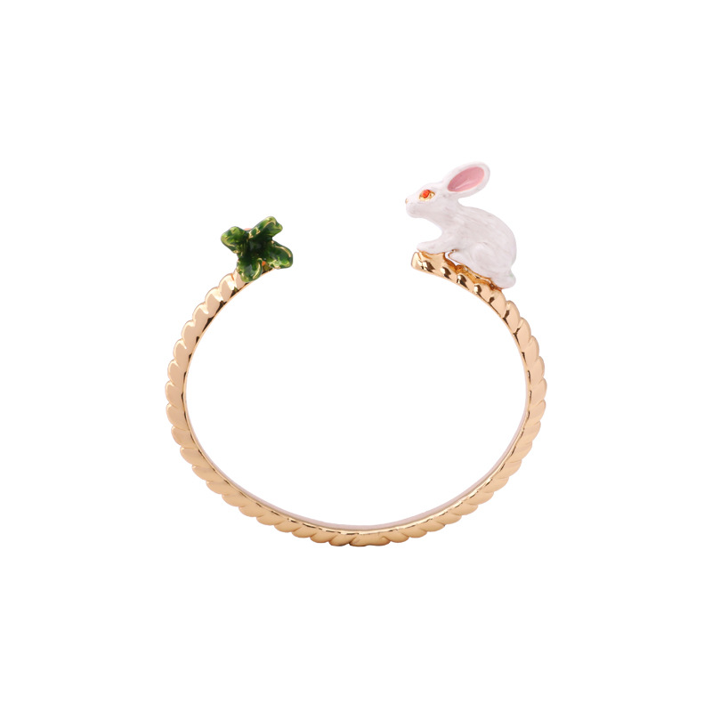 Rabbit Bunny Carrot Gold Plated Jewelry Enamel Bracelet