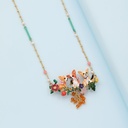 Enamel Glaze Inlay Gemstone Pendant Trendy Elegant Necklace Blue Dot Octopus