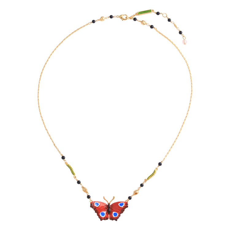 Red Butterfly Necklace Jewelry Electroplating Copper Plating Enamel Glaze Necklace Choker