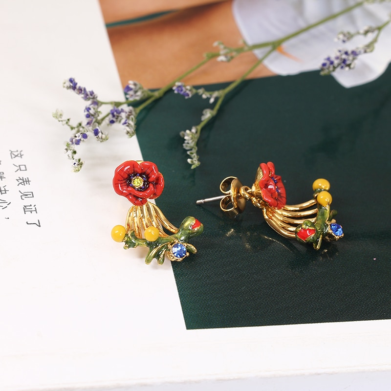 Three Rabbit Pendant Flower Alice Series Enamel Bracelet