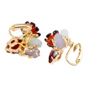 Three-dimensional Pink Flower Blue Tit Birdie Adjustable Wedding Ring Gilded Jewelry