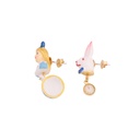 Windmill Red Heart Long Tassel Enamel Earrings Jewelry Stud Earrings
