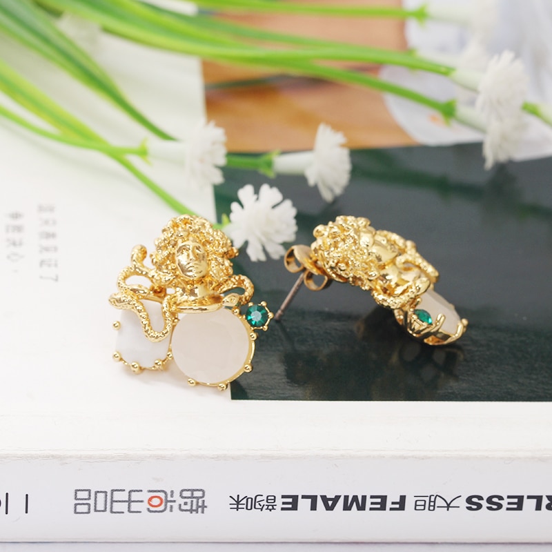 Beautiful Du Sha Gem Enamel Earrings Jewelry Stud Earrings