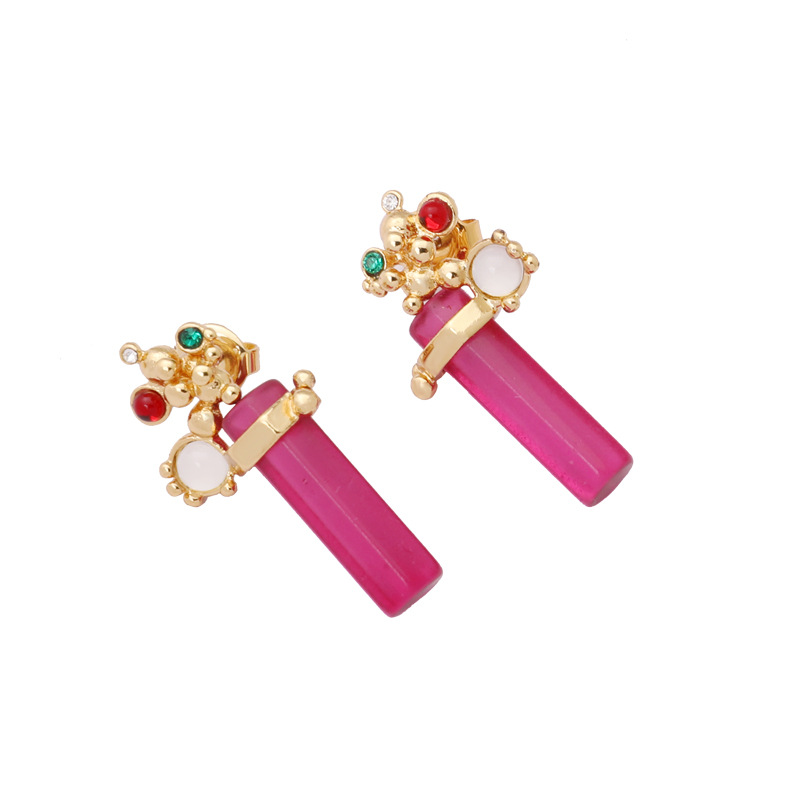 Rose Red Bubble Enamel Earrings Jewelry Stud Earrings